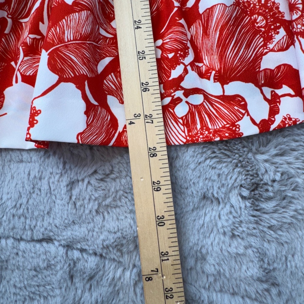 Adrianna Papell Red White Floral Smocked Ruffle Sun Dress Womens Size 6 NEW - Picture 12 of 16